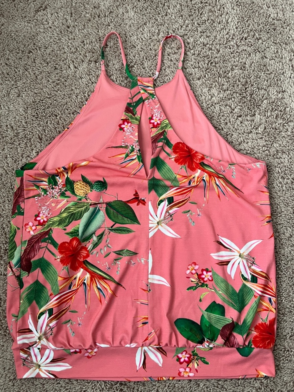 Express Pink Tropical Floral Halter Tank Top Size M - Picture 4 of 6